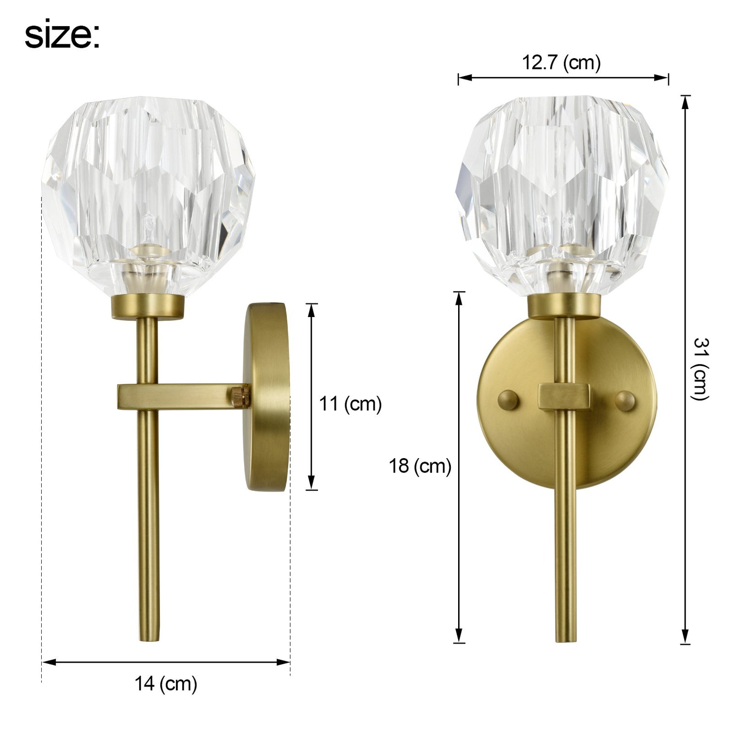 TULIM 1-Light Wall Light Short Stem Crystal Glass Shade Aged Brass G9 - 7Pandas Australia