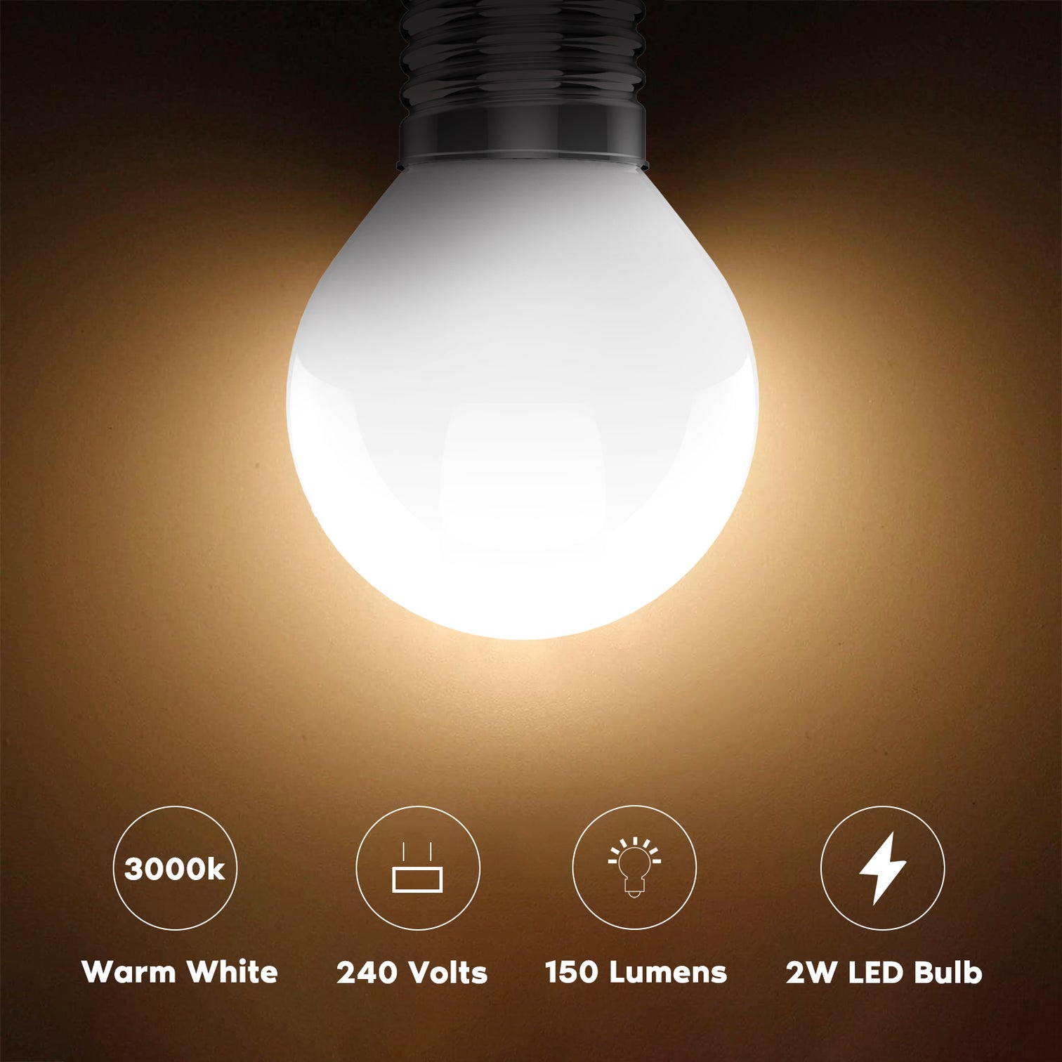 10PACK LED G50 Bulb Globe Shape Full Glass 2W 3000K Warm White - 7Pandas Australia