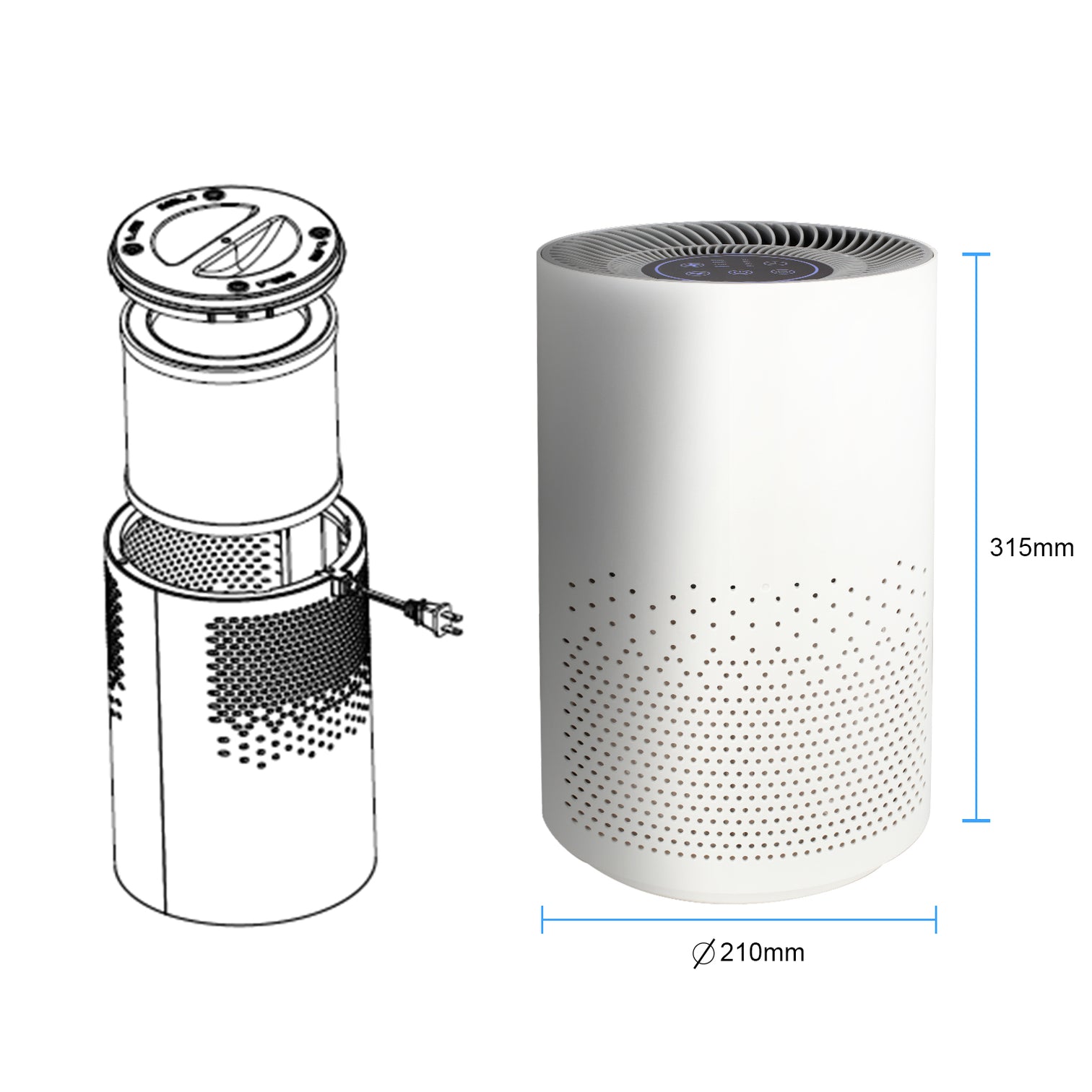 Air Purifier for Small Rooms with True HEPA Filter Dust Sensor Ionizer and Timer - 7Pandas Australia