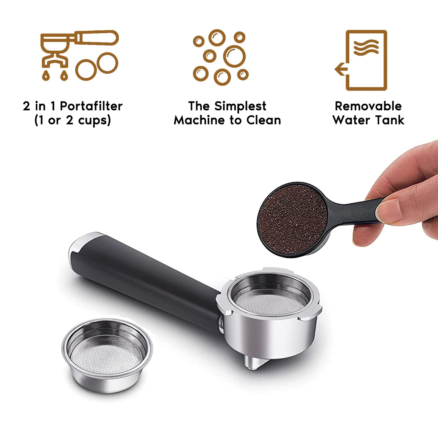 15 Bar Espresso Coffee Machine with Milk Frother Stainless Steel 1450W - 7Pandas Australia