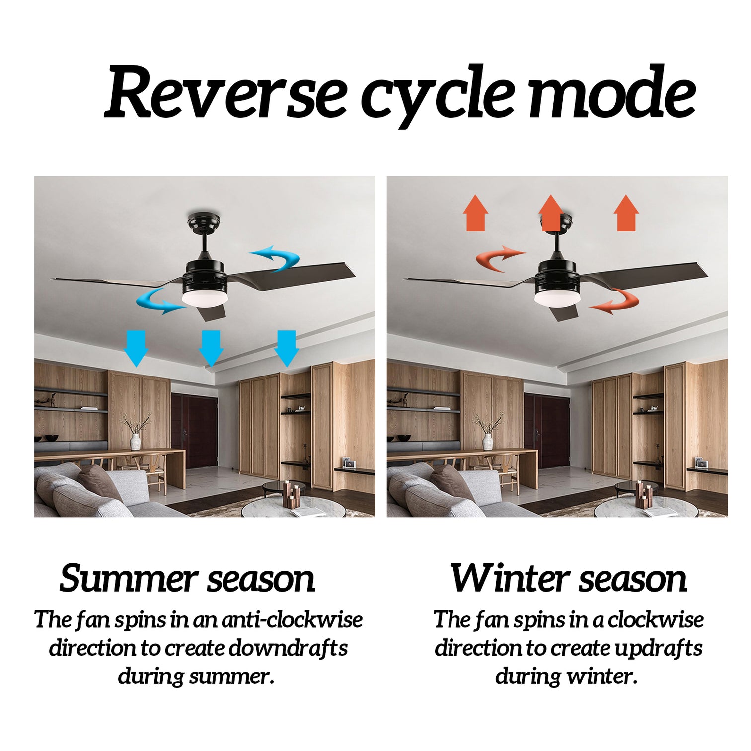 HONOLULU 132cm / 52 inch 3 Blade DC Modern Ceiling Fan with LED light 4000K Black - 7Pandas Australia