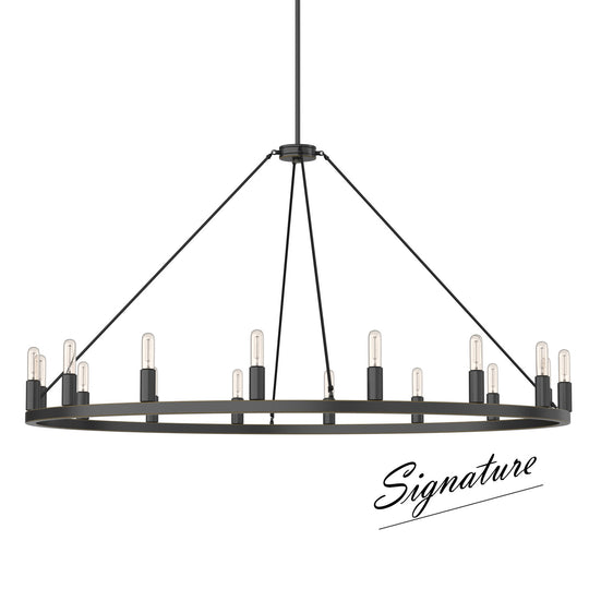ALVA 16-Light Circular Wagon Wheel Chandelier Bronze E14 Farmhouse Light