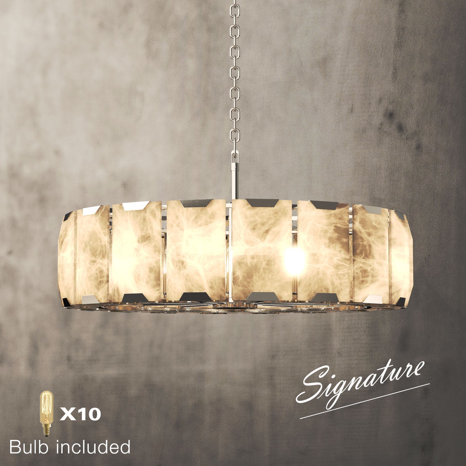 ALLYSON 800mm Circular Round Alabaster Chandelier 10*E14 Lamp base - 7Pandas Australia