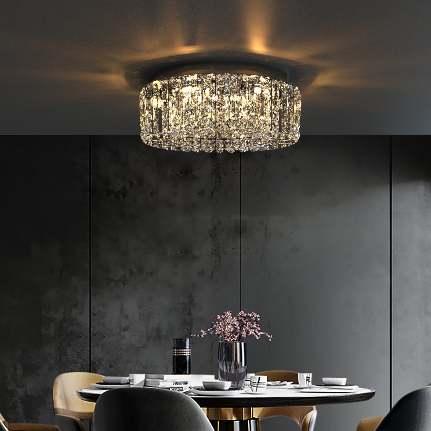 MANCHA Modern Flush Mount Round K9 Crystal Chandeliers E14 Lamp base - 7Pandas Australia
