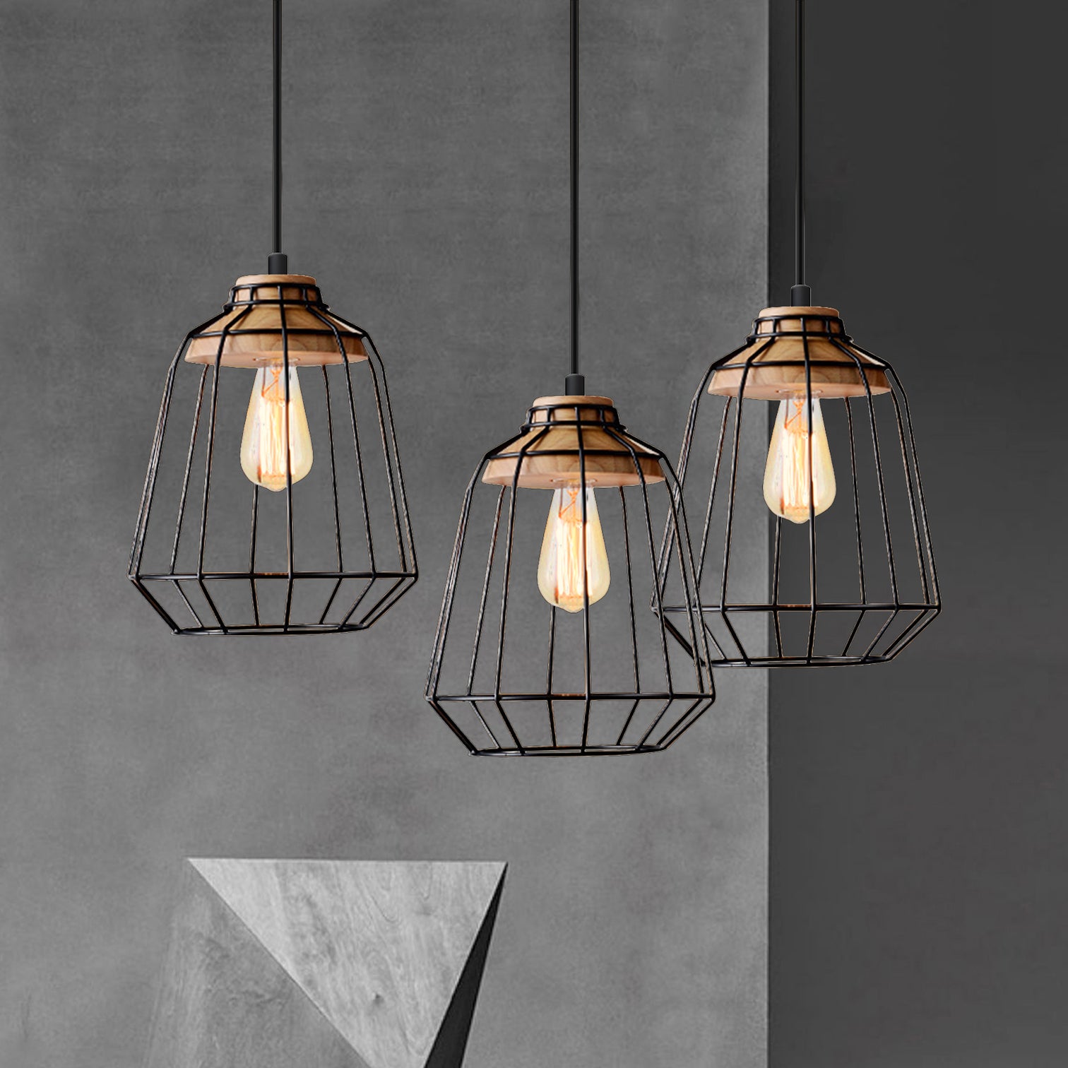 HAMPTON Industrial Cage Pendant Light Vintage Style E27 Black - 7Pandas Australia