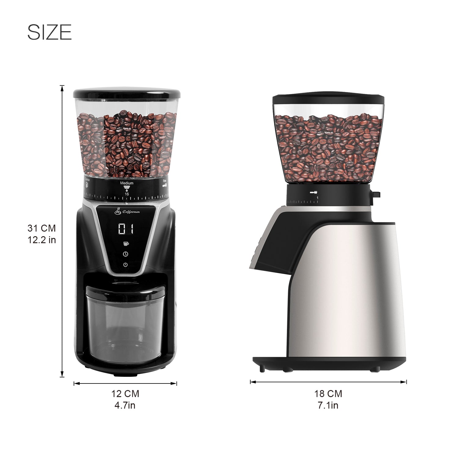 Electric Burr Best Coffee Grinder Australia 31 Precise Grinding Levels with Anti-Static Ground Container LCD display - 7Pandas Australia