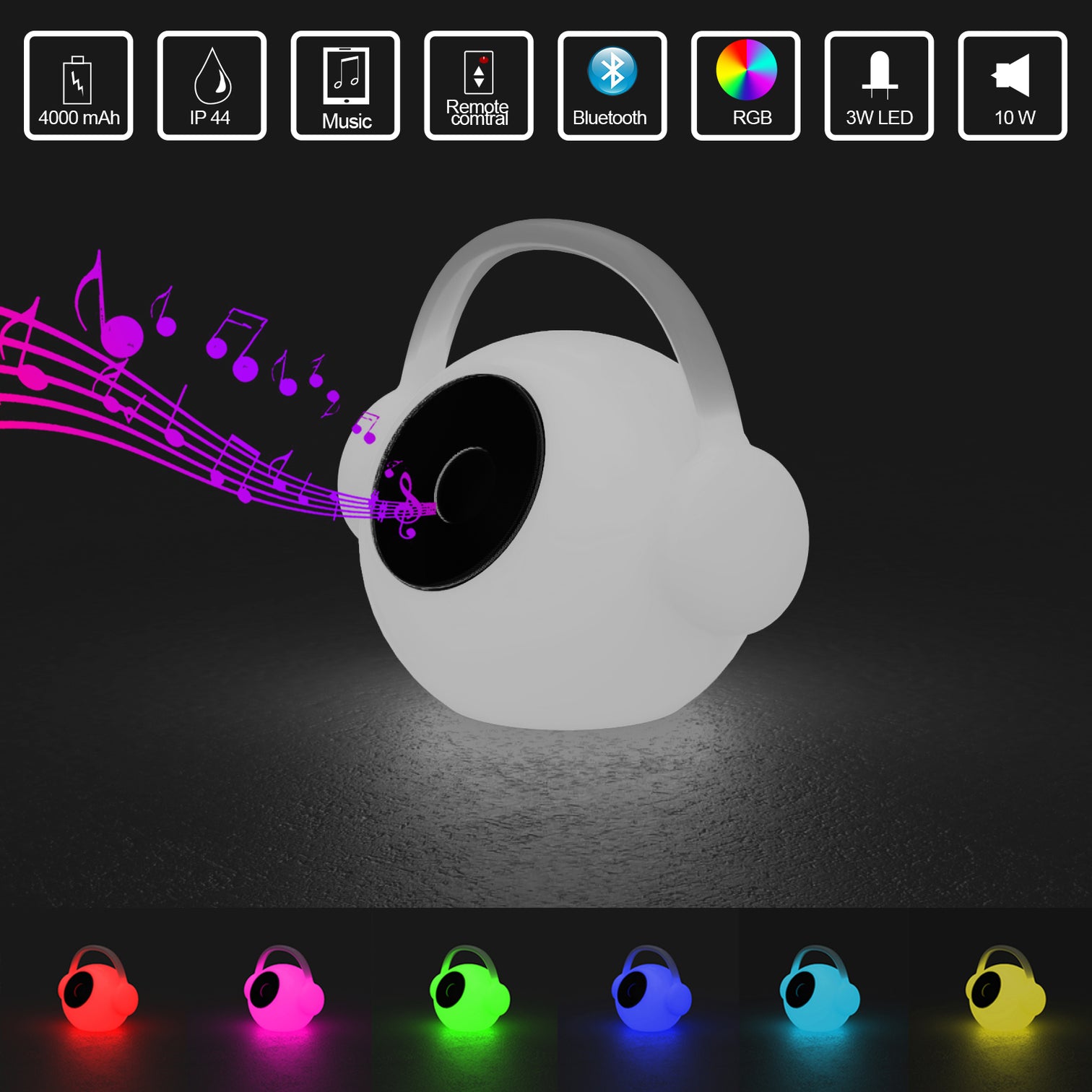 WALKMAN Portable Outdoor Bluetooth Speakers RGB LED Speaker Light Superior Rechargeable - 7Pandas Australia