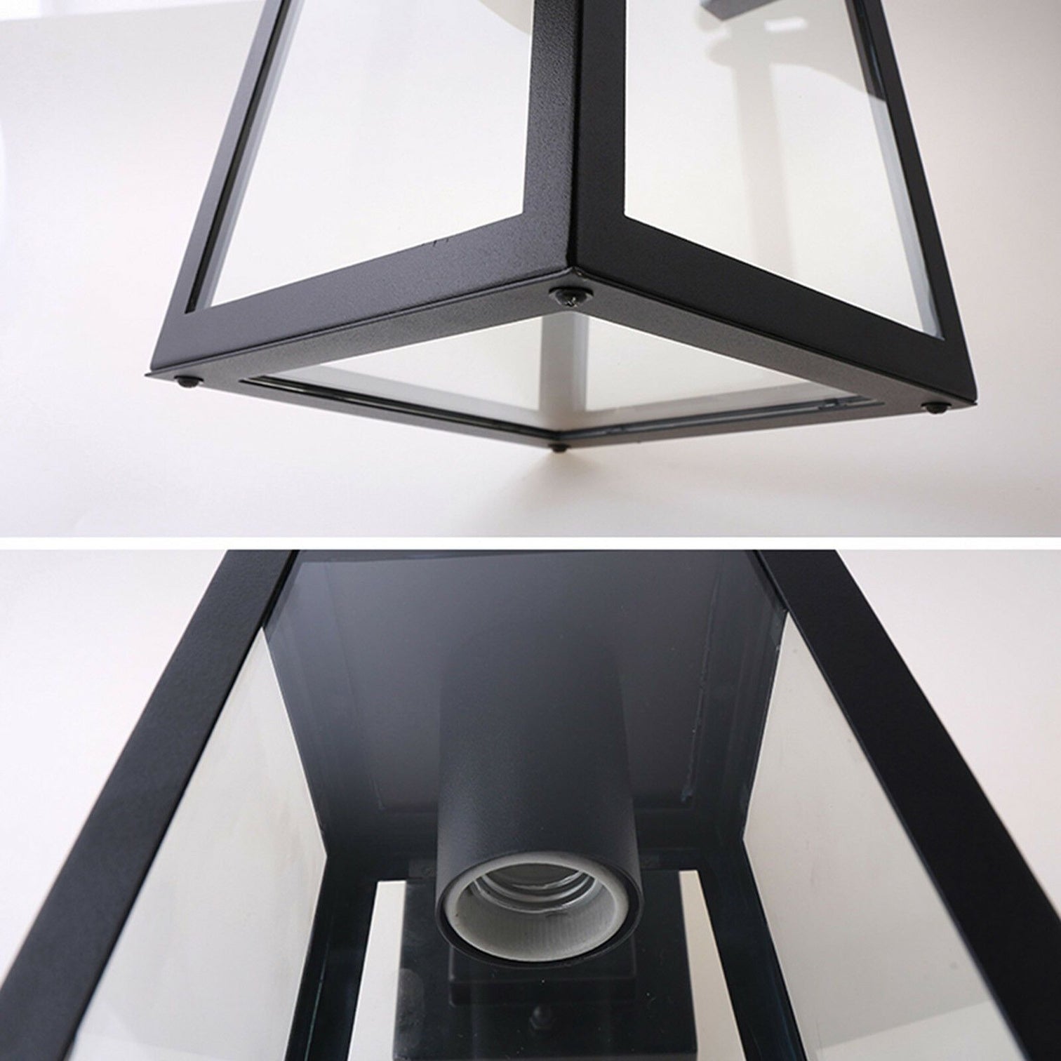 KELLY Metal Steel Powder Coated Outdoor Wall Light Glass Shade Black E27 IP44 - 7Pandas Australia