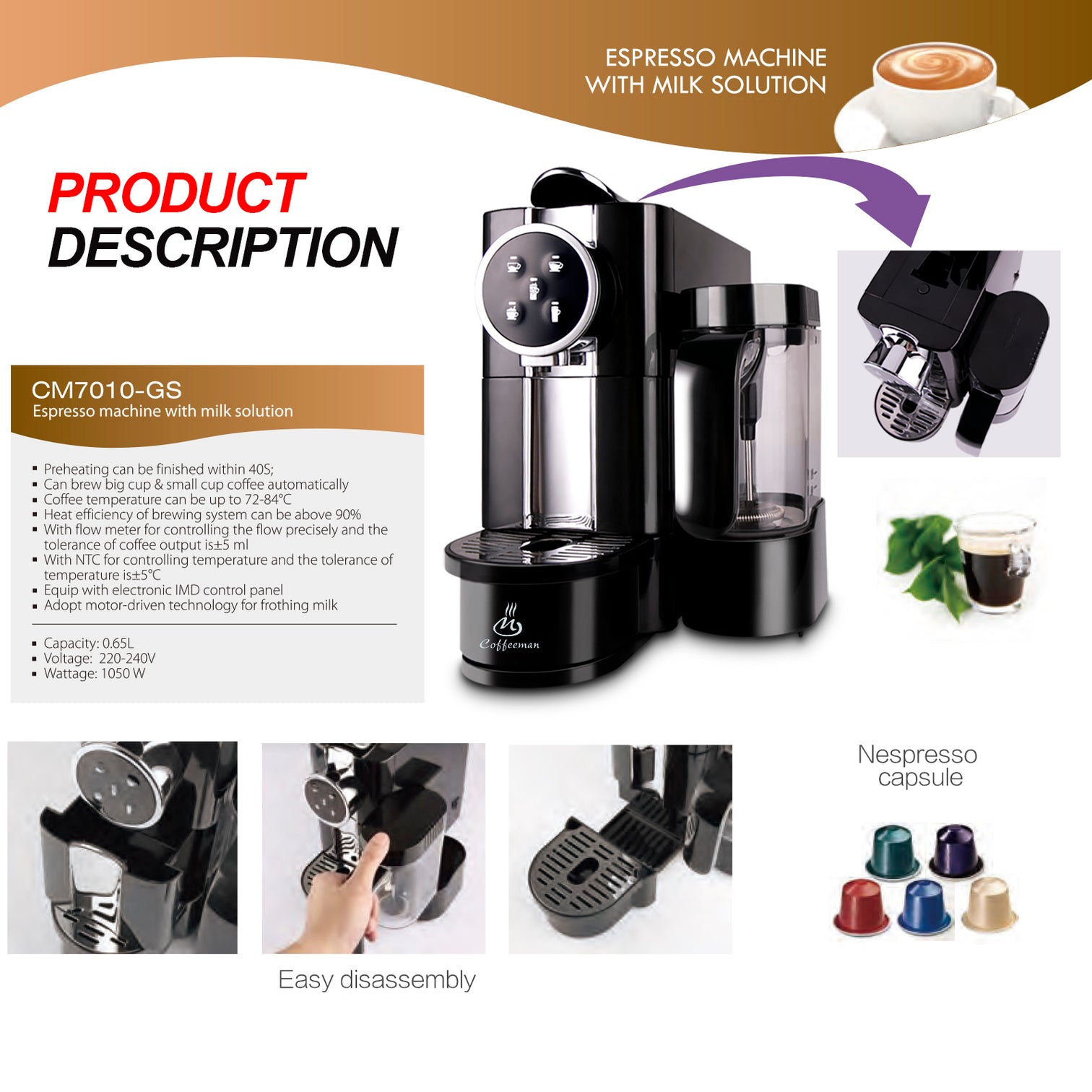 20 Bar Espresso Capsule Coffee Machine with Foaming Milk Frother 2 Cups - 7Pandas Australia