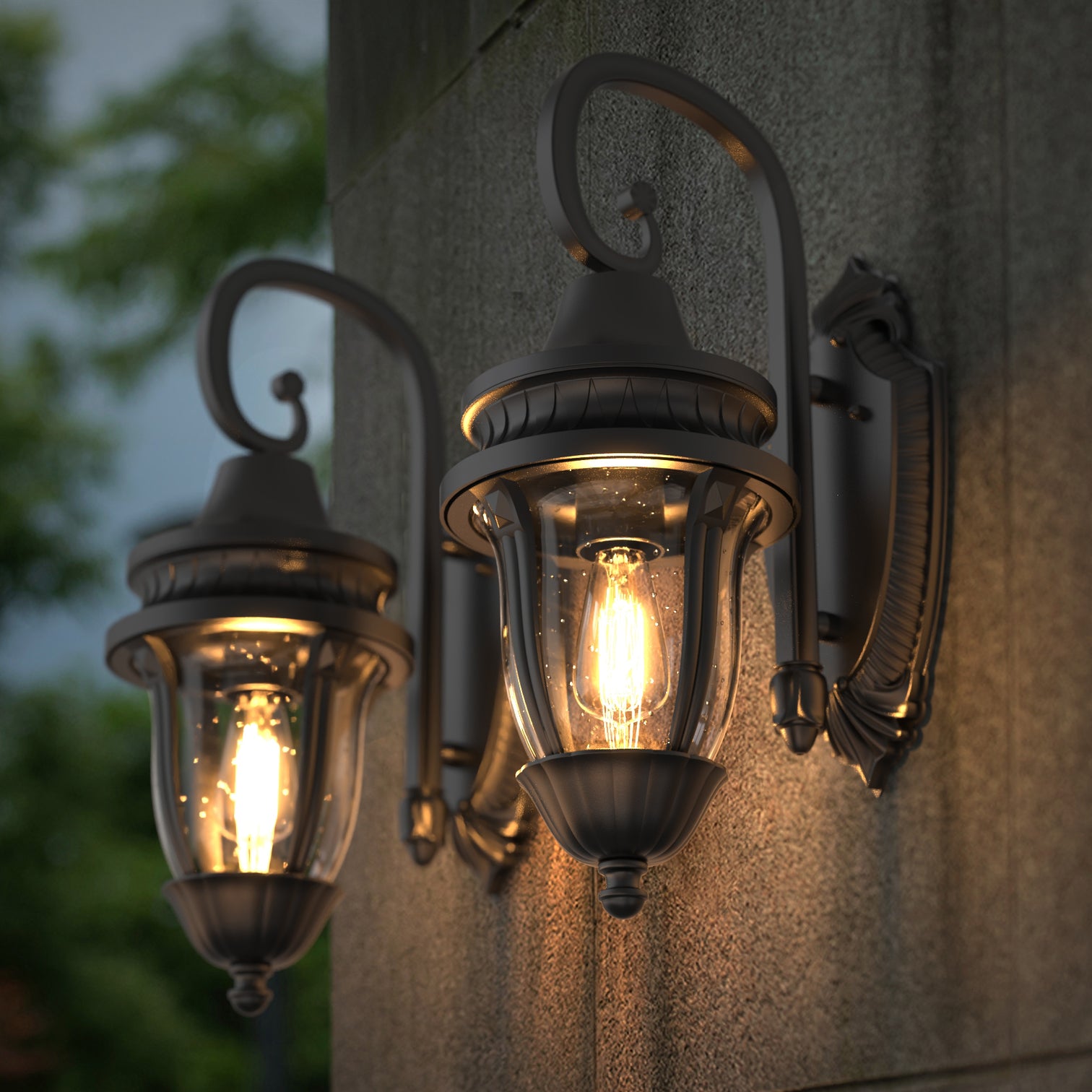 NEPAL Aluminium Die-casting Outdoor Wall Light Glass Shade Sand Black E27 IP44 - 7Pandas Australia