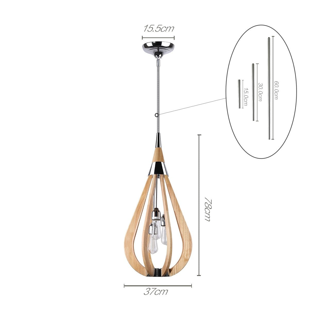 BONITO 3-Light Timber Round Nature Wood E27 Modern Ceiling Chandelier - 7Pandas Australia