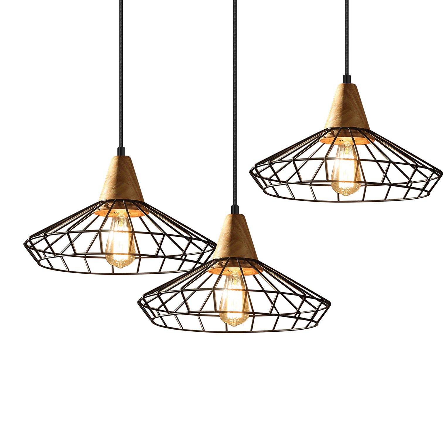CLARINDA Cage Pendant Light 40cm dia Vintage Nordic Stylel E27 Black - 7Pandas Australia