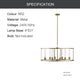 CARLTON 33 Inch Modern Chandelier  8* T300 E27 Tube Bronze Aged Brass - 7Pandas Australia