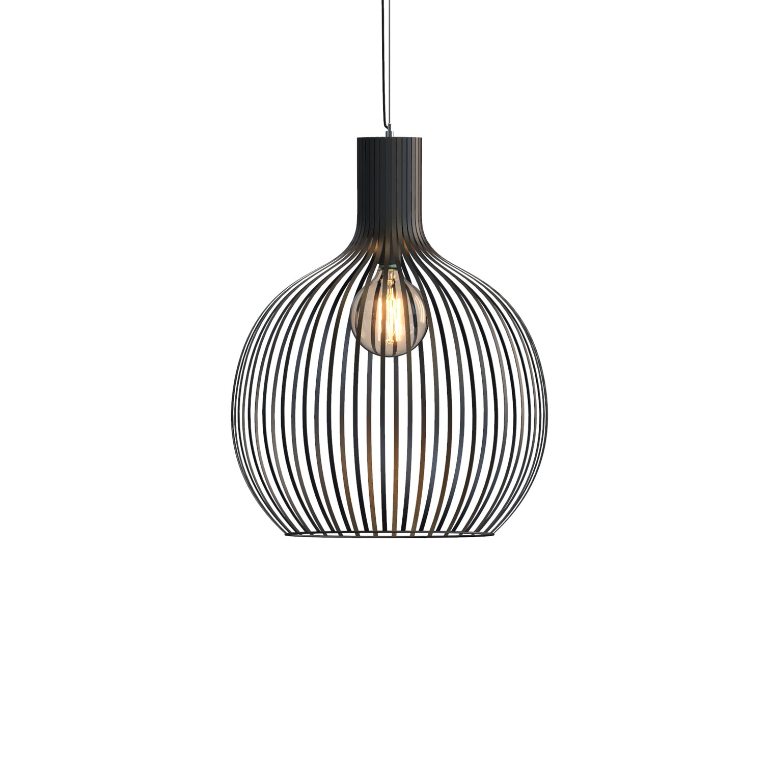 BOLLE Dia 38cm Contemporary Vintage Style Metal Cage Pendant Light Matt Black E27 - 7Pandas Australia