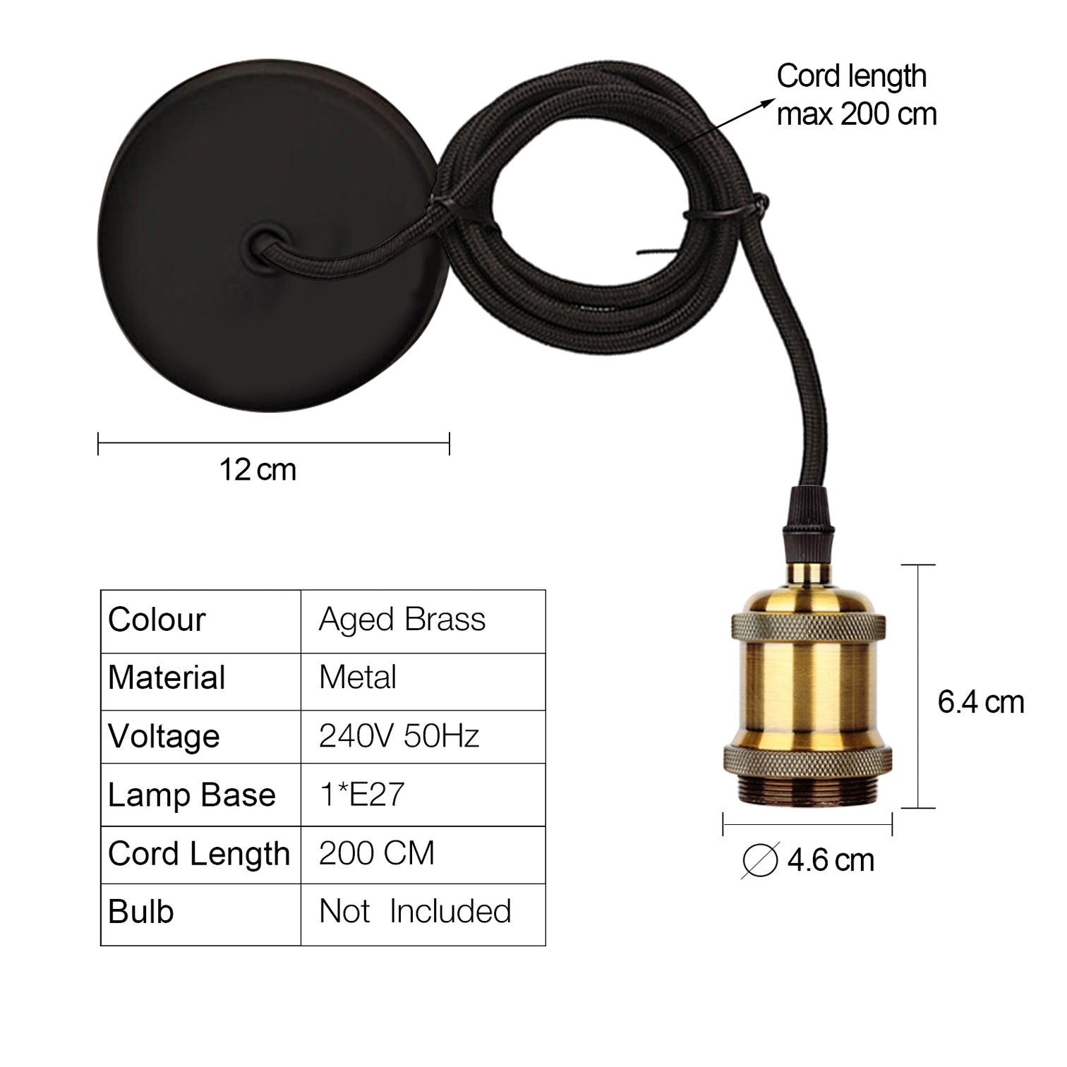 Aluminium Industrial Style Cafe Shop E27 base Pendant Light with 2m cable - 7Pandas Australia