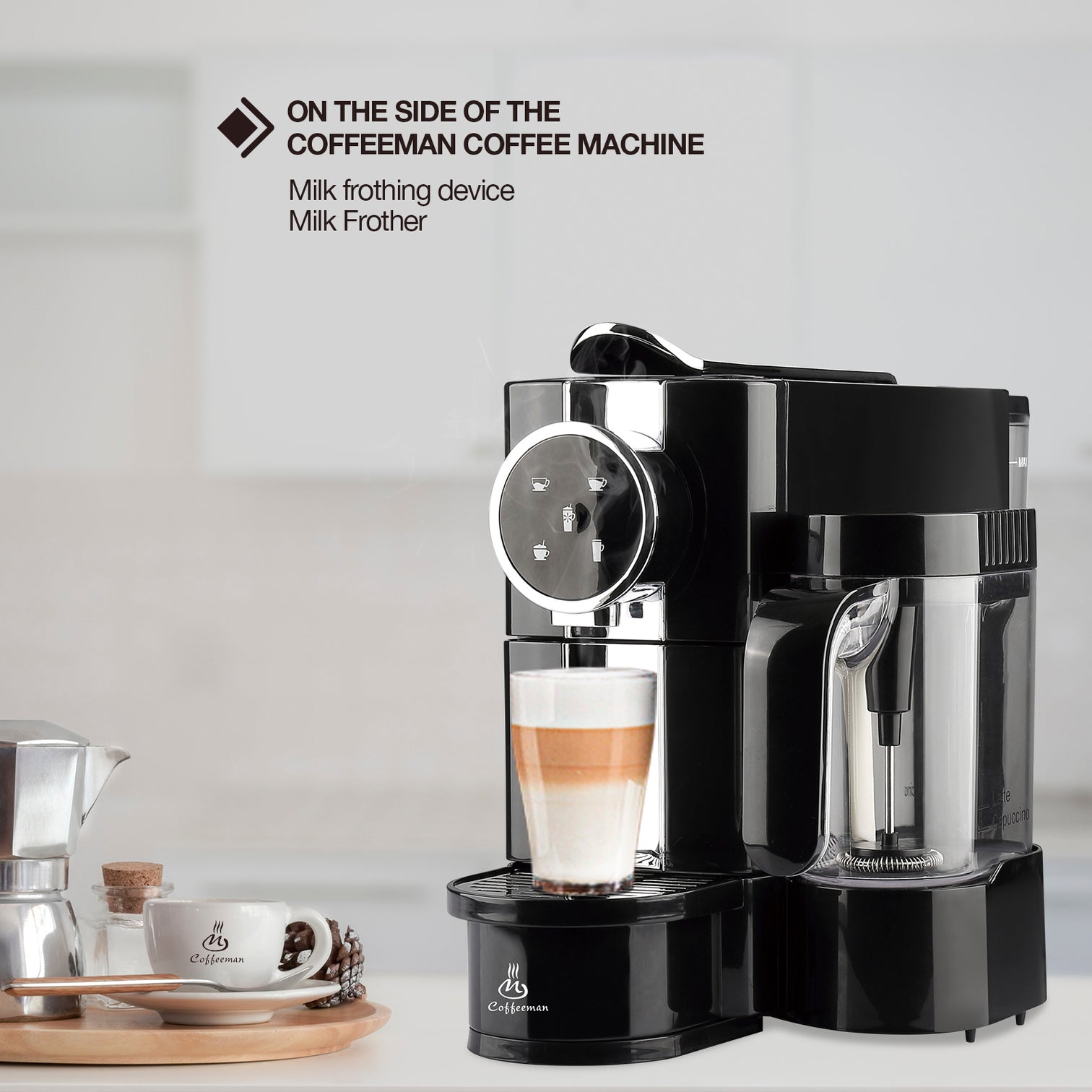 20 Bar Espresso Capsule Coffee Machine with Foaming Milk Frother 2 Cups - 7Pandas Australia