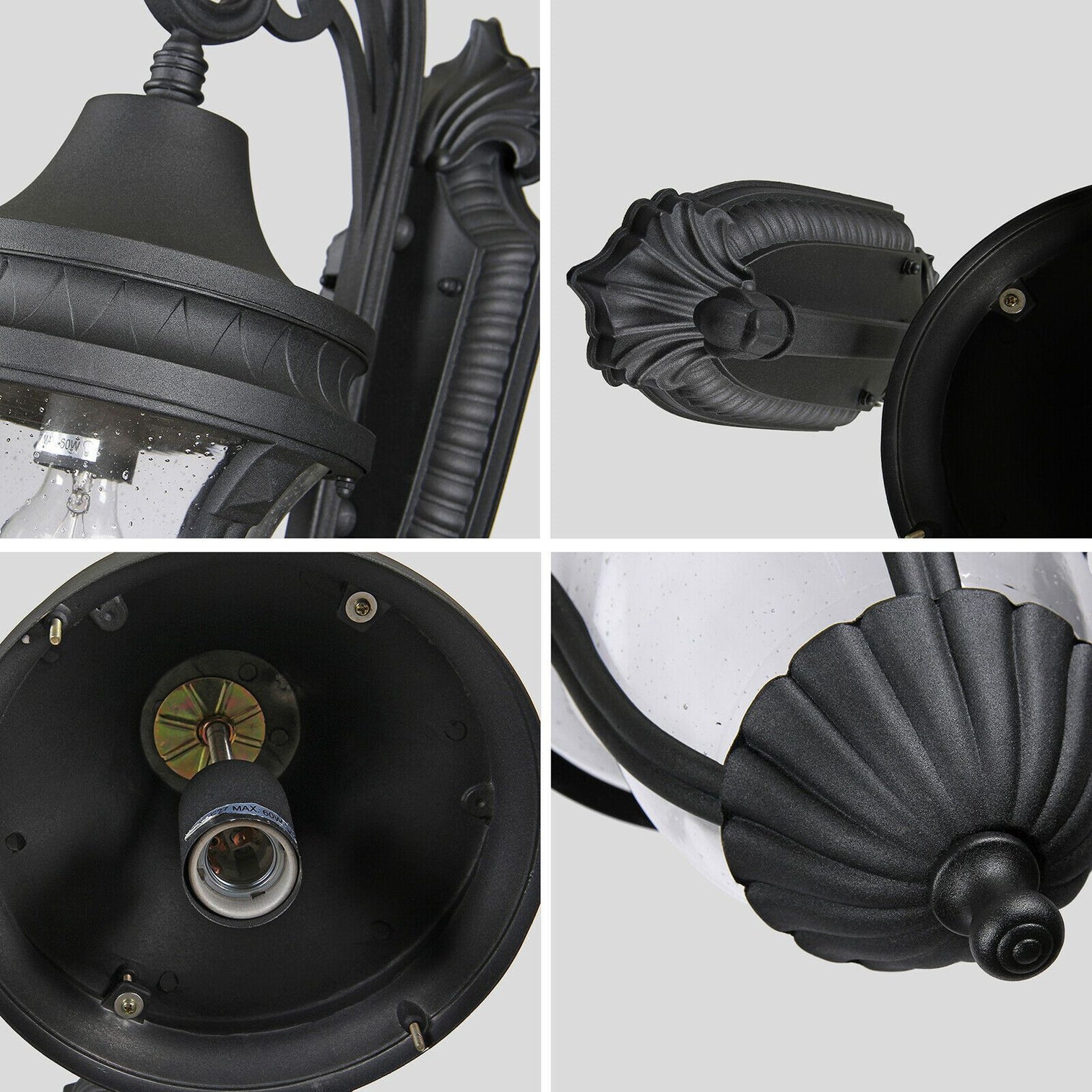 NEPAL Aluminium Die-casting Outdoor Wall Light Glass Shade Sand Black E27 IP44 - 7Pandas Australia