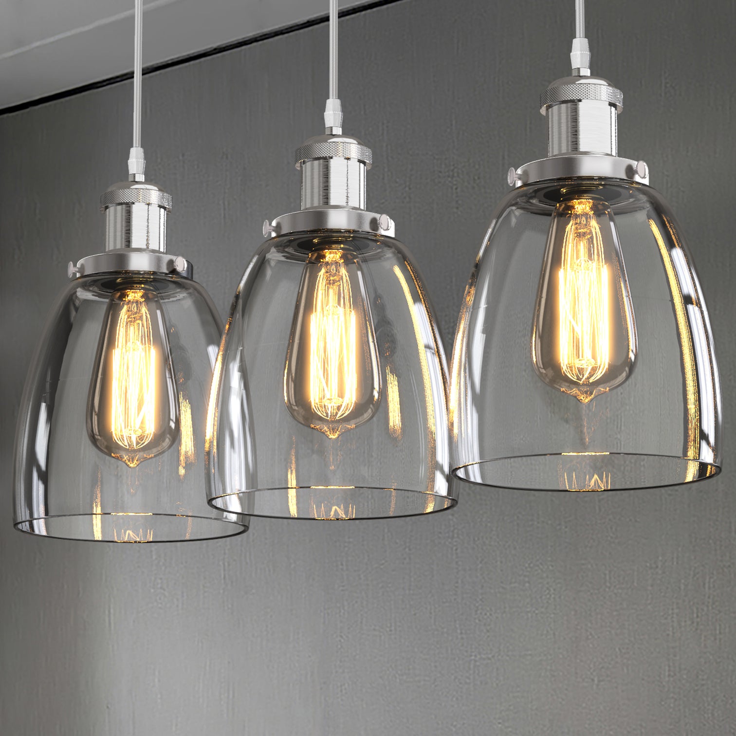 WINER Modern Glass Pendant Light Kitchen Island Dining Room E27 3PACK - 7Pandas Australia