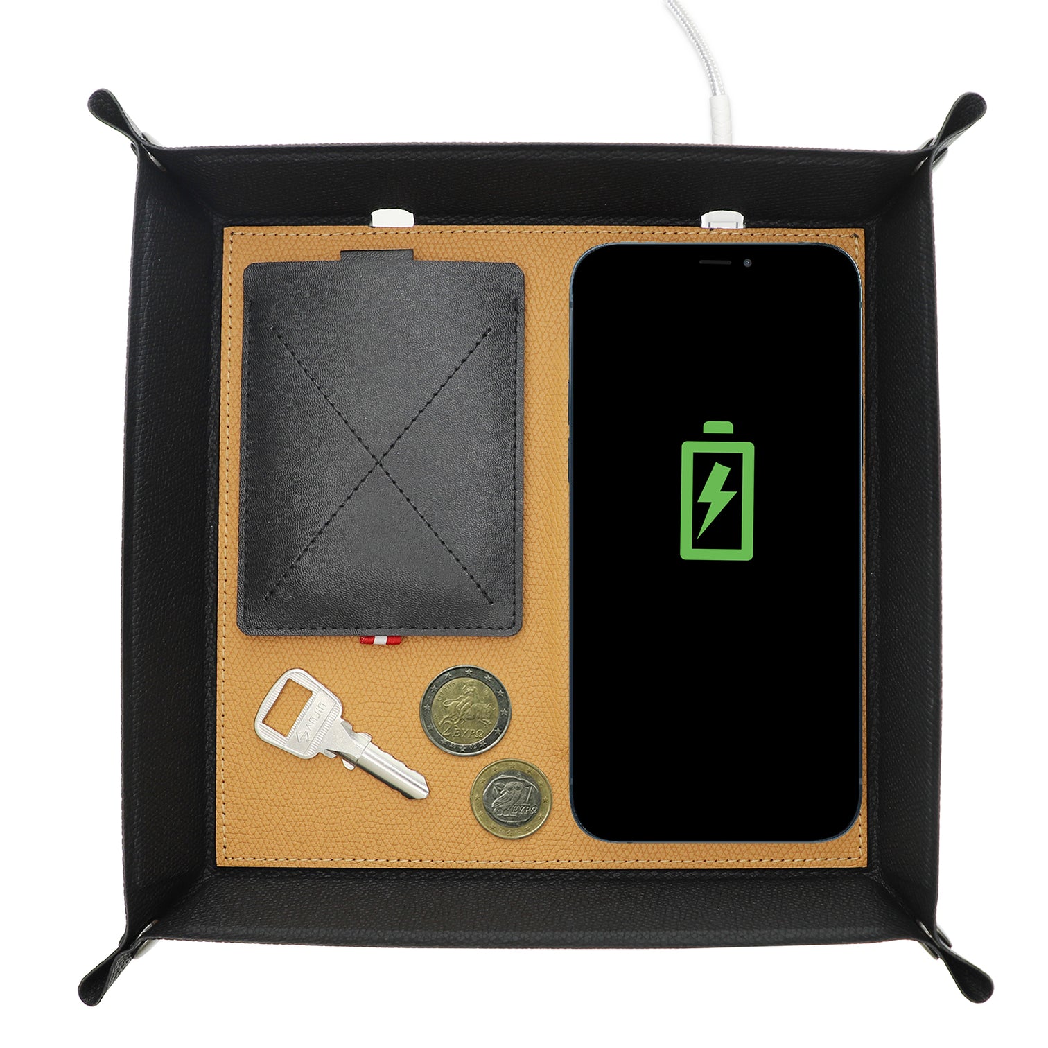 Italian leather Design Pocket Tray Organizer with Wireless Charger 15W - 7Pandas Australia