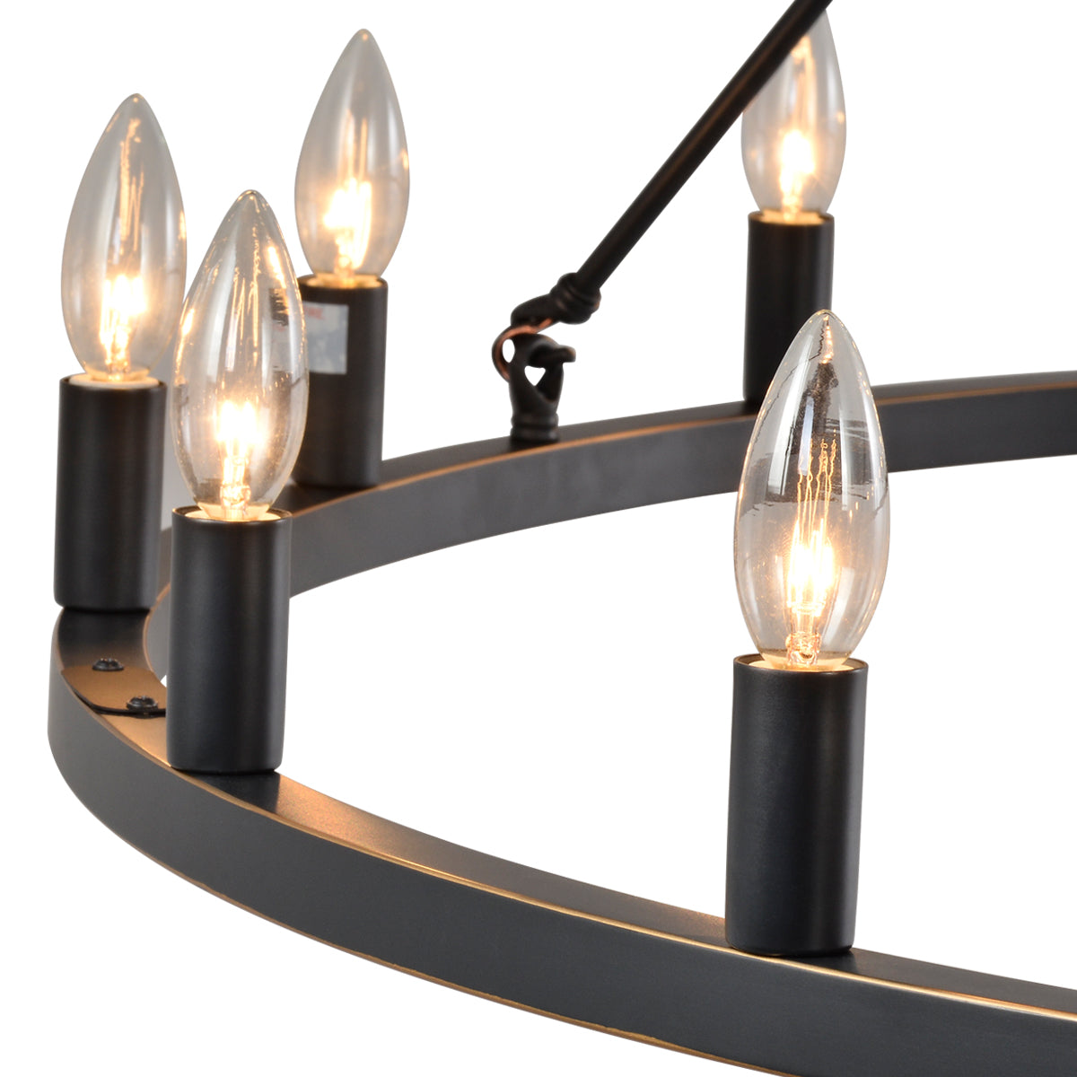 ALVA 16-Light Circular Wagon Wheel Chandelier Bronze E14 Farmhouse Light - 7Pandas Australia