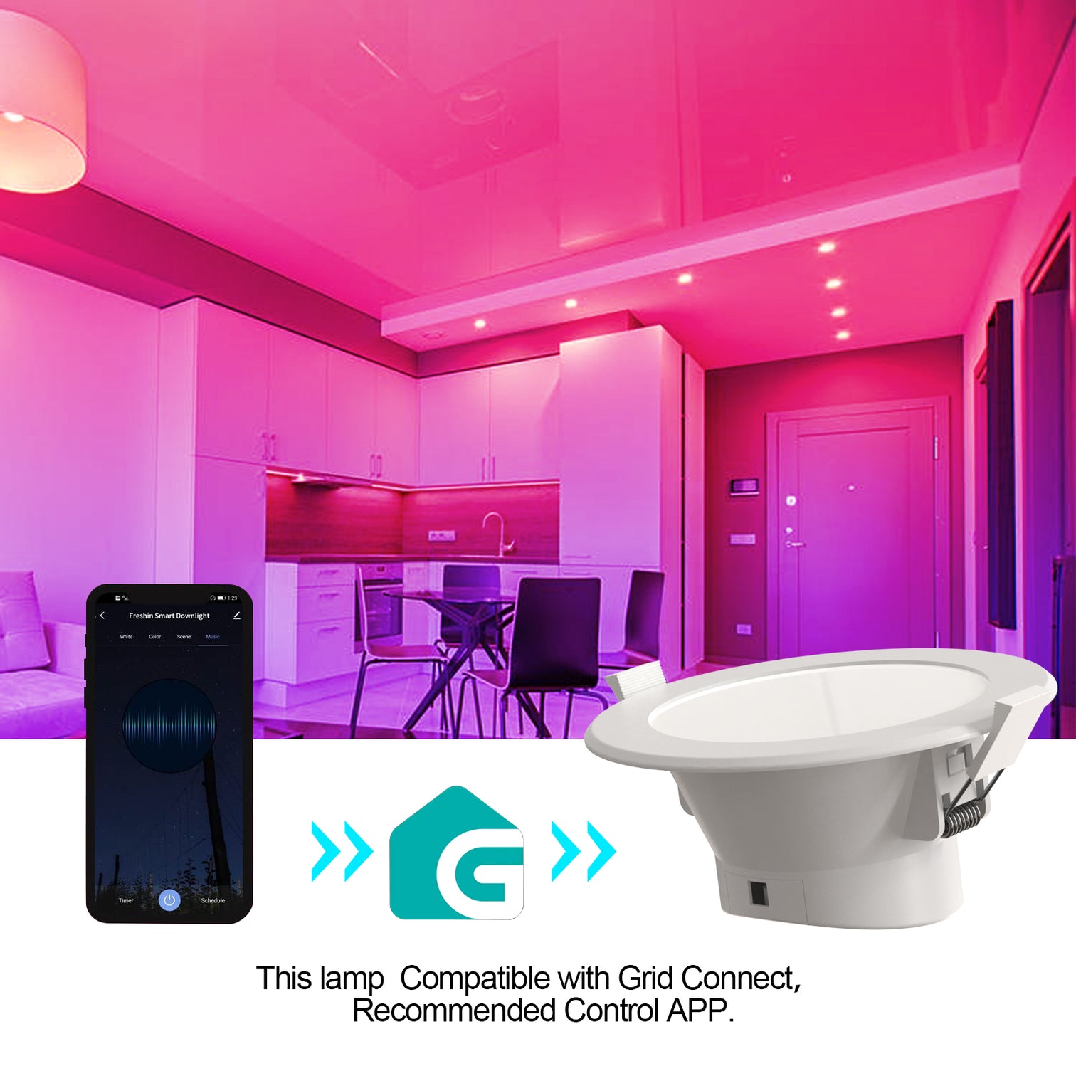 Smart WiFi Recessed Downlight 90mm Cutout 9W RGBCW IP44 Changeable Compatible with Alexa, Google Home No Hub Required 4PACK - 7Pandas Australia