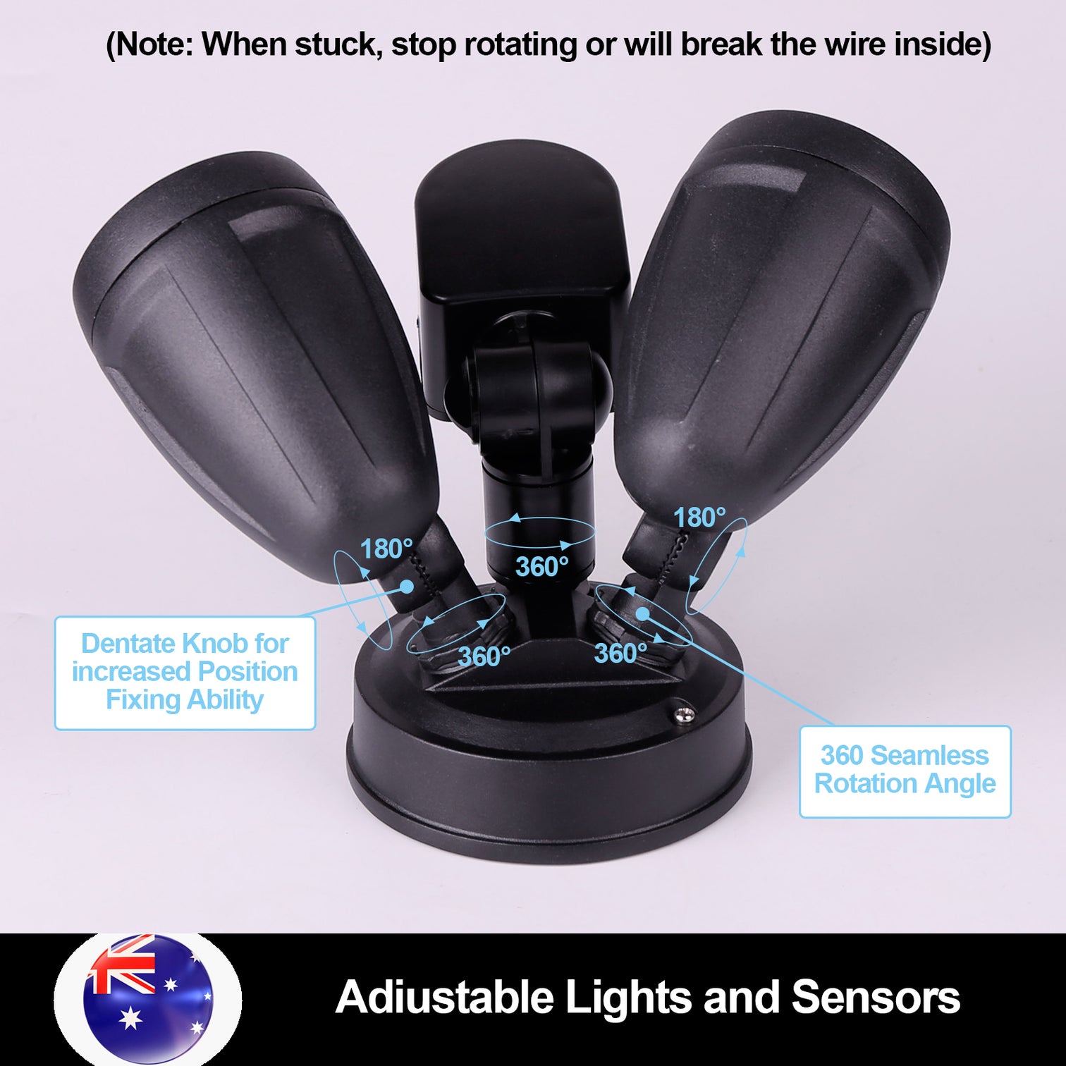 2X15W 5000k LED Outdoor Security Light with Motion Sensor Garage Spotlight Light Matt Black IP56 - 7Pandas Australia